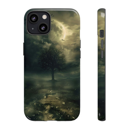 The Tree of Desolation Phone Case – Dark Fantasy Gothic Art with Full Moon for iPhone, Samsung Galaxy, and Google Pixel Devices