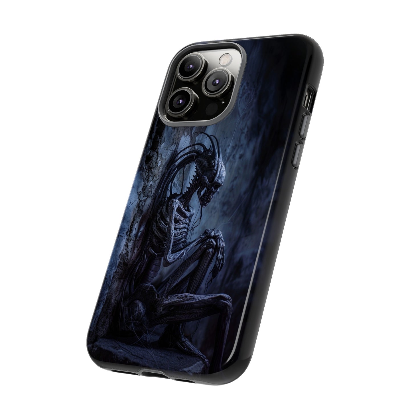 Gothic Alien Skeleton iPhone Case - Sci-Fi Horror Design