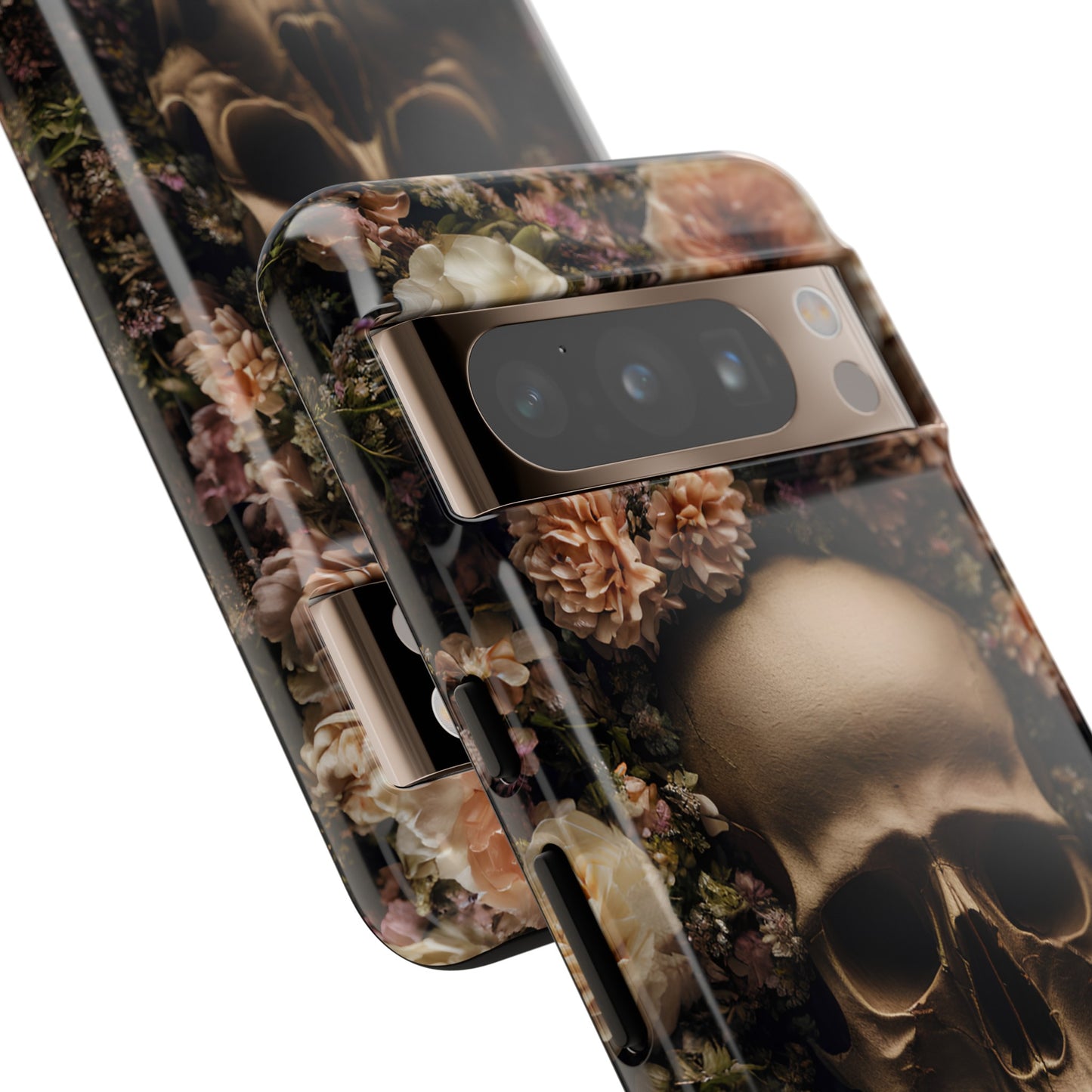 Skull and Flowers #2 Phone Case – Gothic Floral Design for iPhone, Samsung Galaxy, and Google Pixel Devices