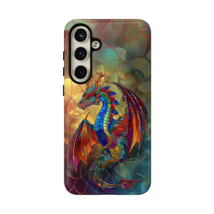 Stained Glass Dragon Phone Case - Colorful Fantasy Design for iPhone, Samsung Galaxy, Google Pixel Devices