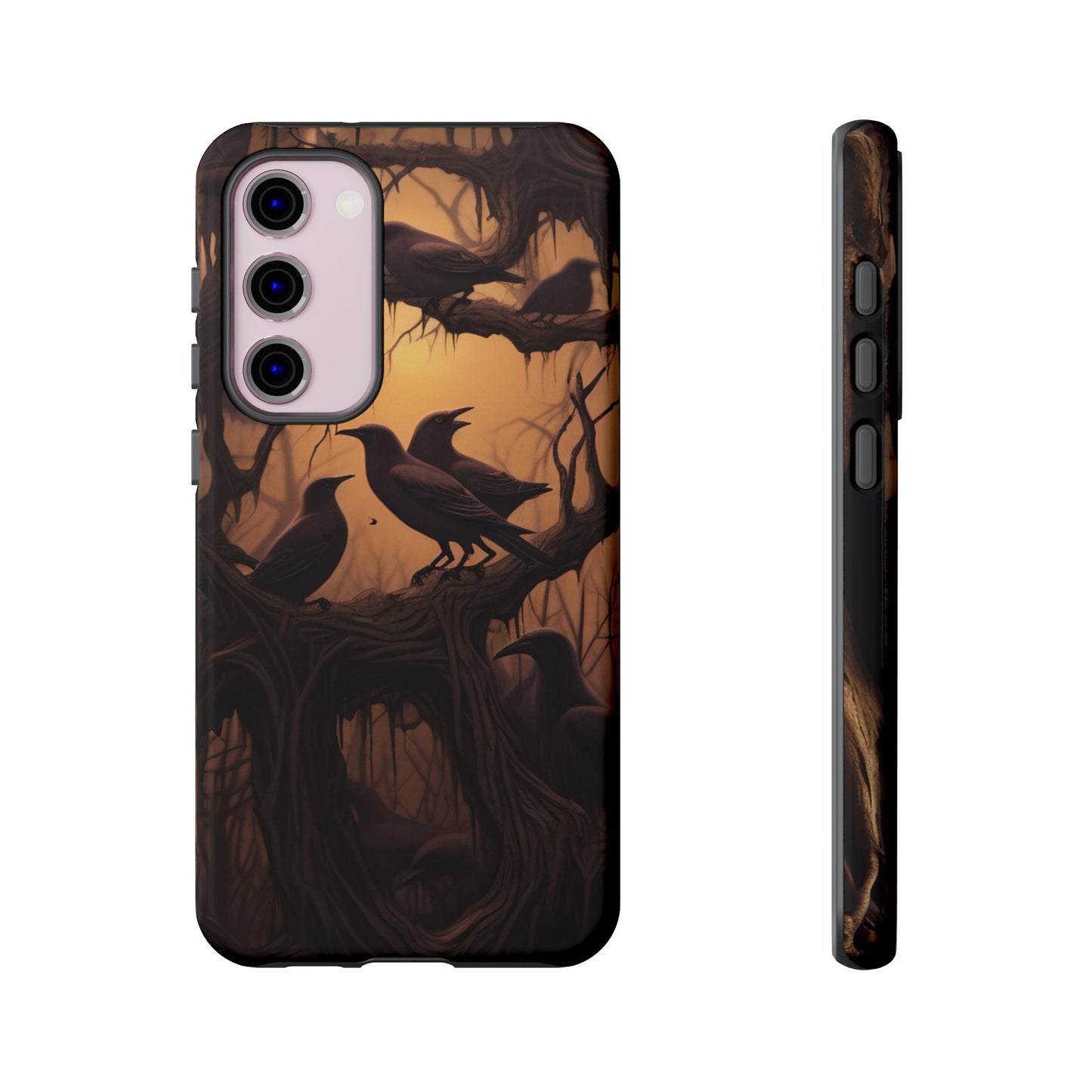 Ravens at Dusk Phone Case – Gothic Halloween Design with Edgar Allan Poe Inspired Crows for iPhone, Samsung Galaxy, and Google Pixel Devices