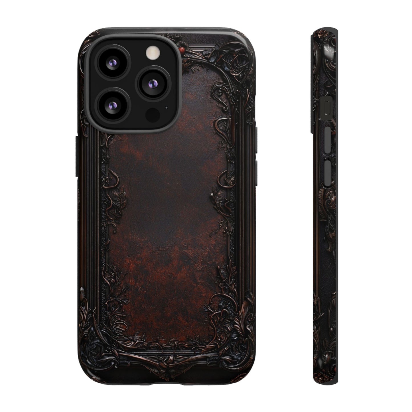 Gothic Ornate Leather-Inspired Phone Case - Dark Aesthetic Cover