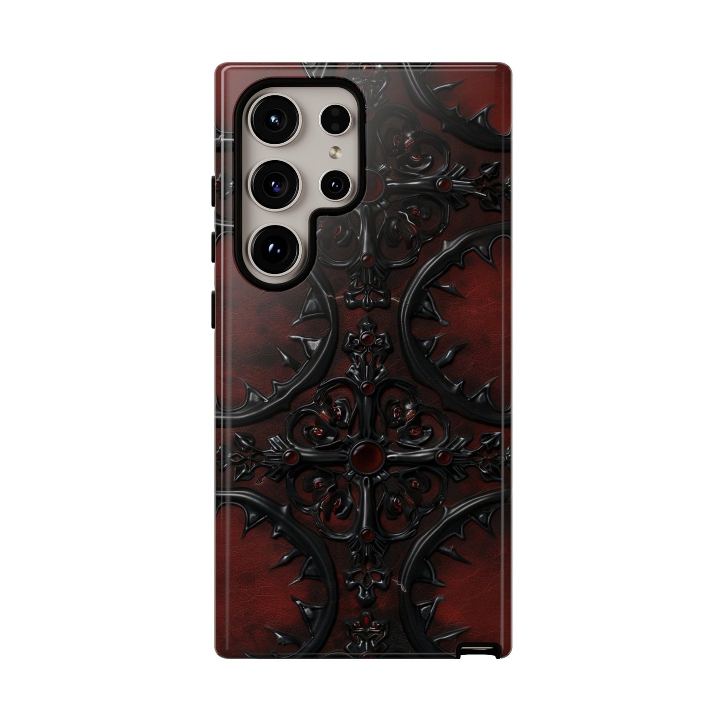 Vampiric Leather Phone Case for iPhone, Samsung Galaxy, and Google Pixel Devices - Gothic Ornate Design