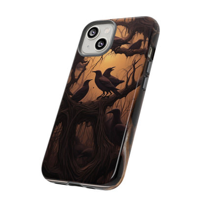 Ravens at Dusk Phone Case – Gothic Halloween Design with Edgar Allan Poe Inspired Crows for iPhone, Samsung Galaxy, and Google Pixel Devices