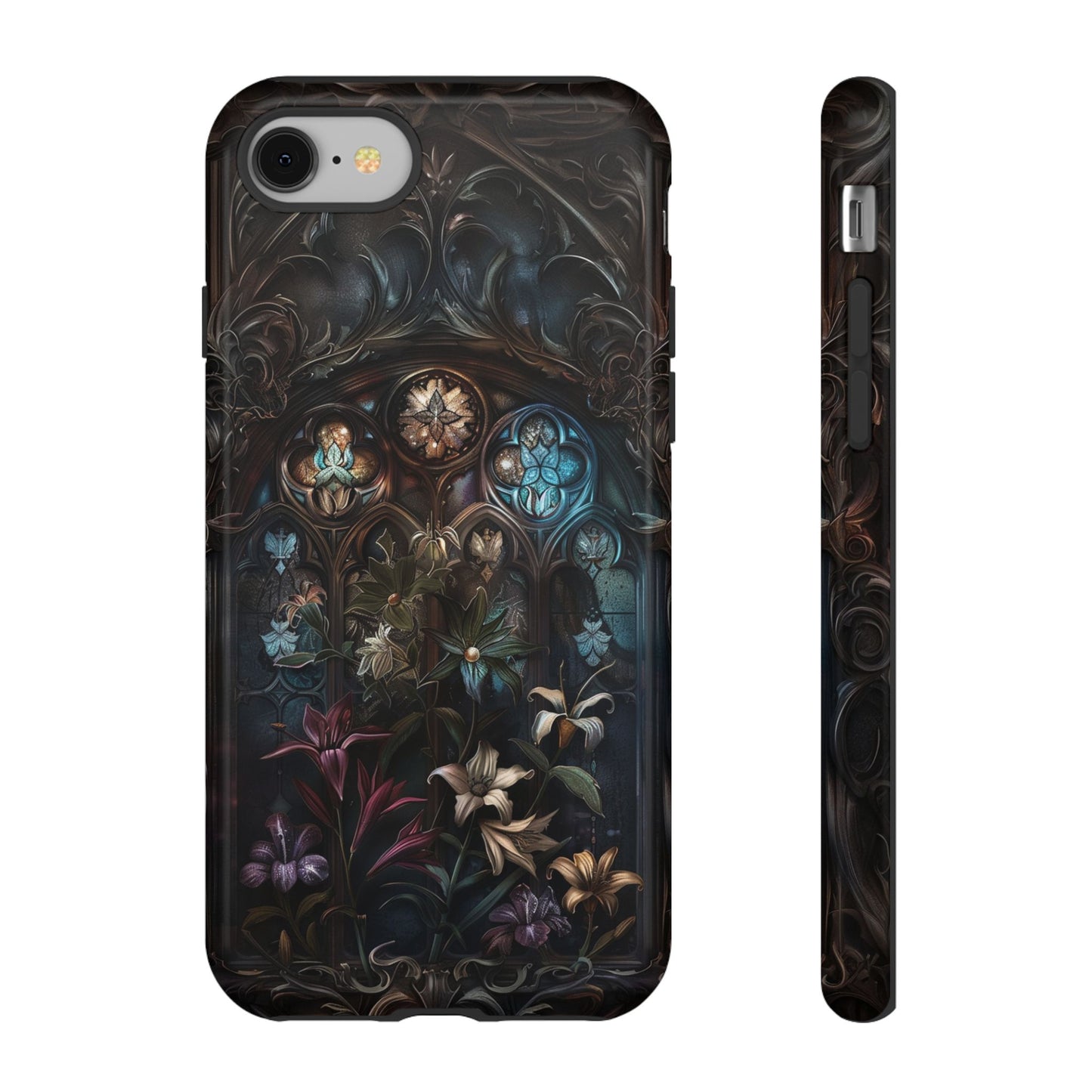 Elegant Gothic Flower Art Phone Case - Intricate Floral Design for iPhone, Samsung Galaxy, and Google Pixel Devices