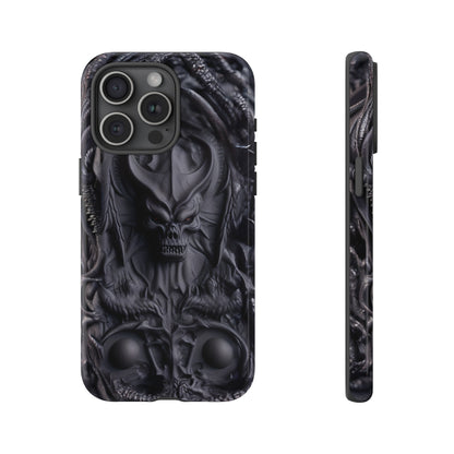 Black Demon Phone Case – Horned Hell Horror Design for iPhone, Samsung Galaxy, and Google Pixel Devices