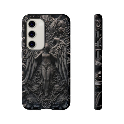 Grey Angel Phone Case – Gothic Marble Statue Design for iPhone, Samsung Galaxy, and Google Pixel Devices