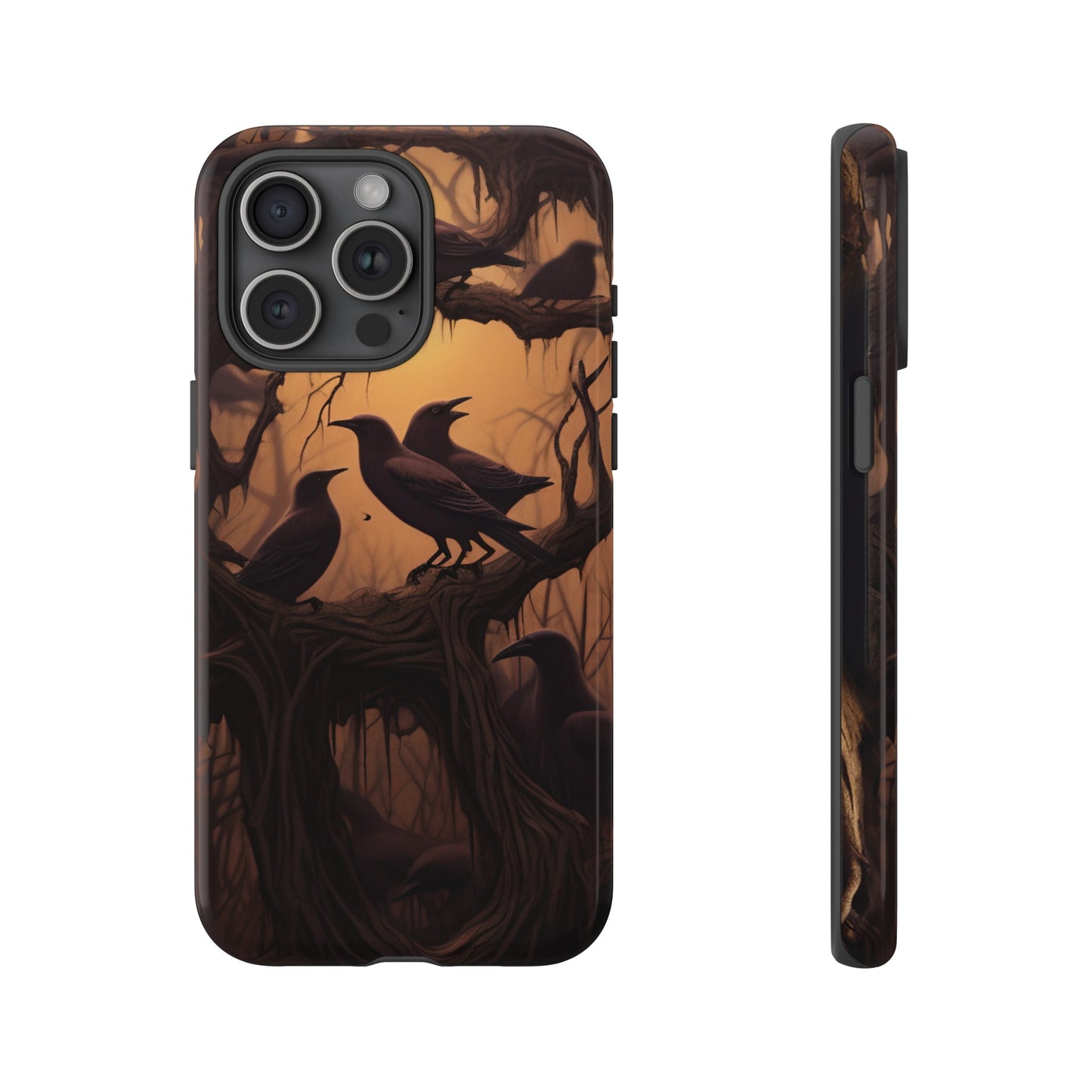 Ravens at Dusk Phone Case – Gothic Halloween Design with Edgar Allan Poe Inspired Crows for iPhone, Samsung Galaxy, and Google Pixel Devices