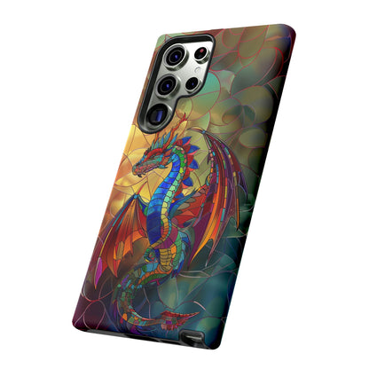 Stained Glass Dragon Phone Case - Colorful Fantasy Design for iPhone, Samsung Galaxy, Google Pixel Devices