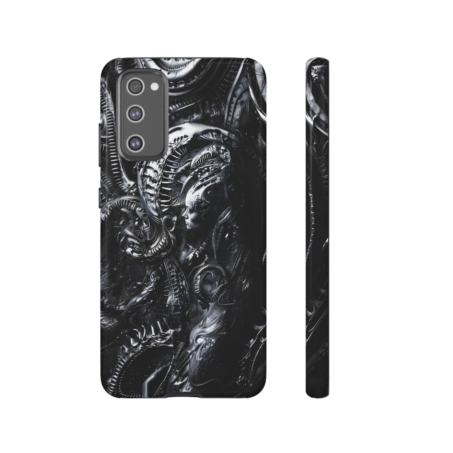 Biomechanical Transhumanism Phone Case – Alien Horror Design for iPhone and Samsung Galaxy Devices