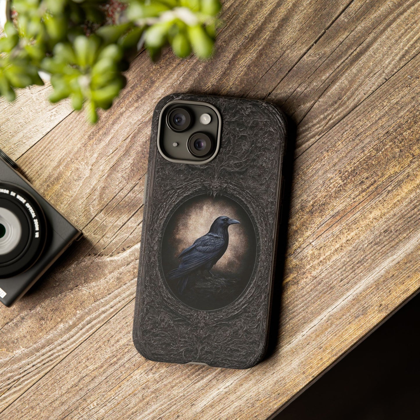 Gothic Raven Phone Case - Mysterious Dark Bird Design