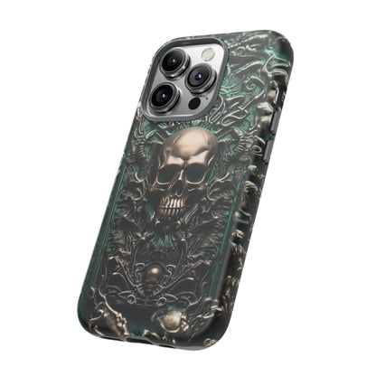 Green Skull Phone Case – Ornate Gothic Design for iPhone, Samsung Galaxy, and Google Pixel Devices