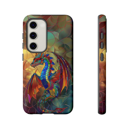 Stained Glass Dragon Phone Case - Colorful Fantasy Design for iPhone, Samsung Galaxy, Google Pixel Devices