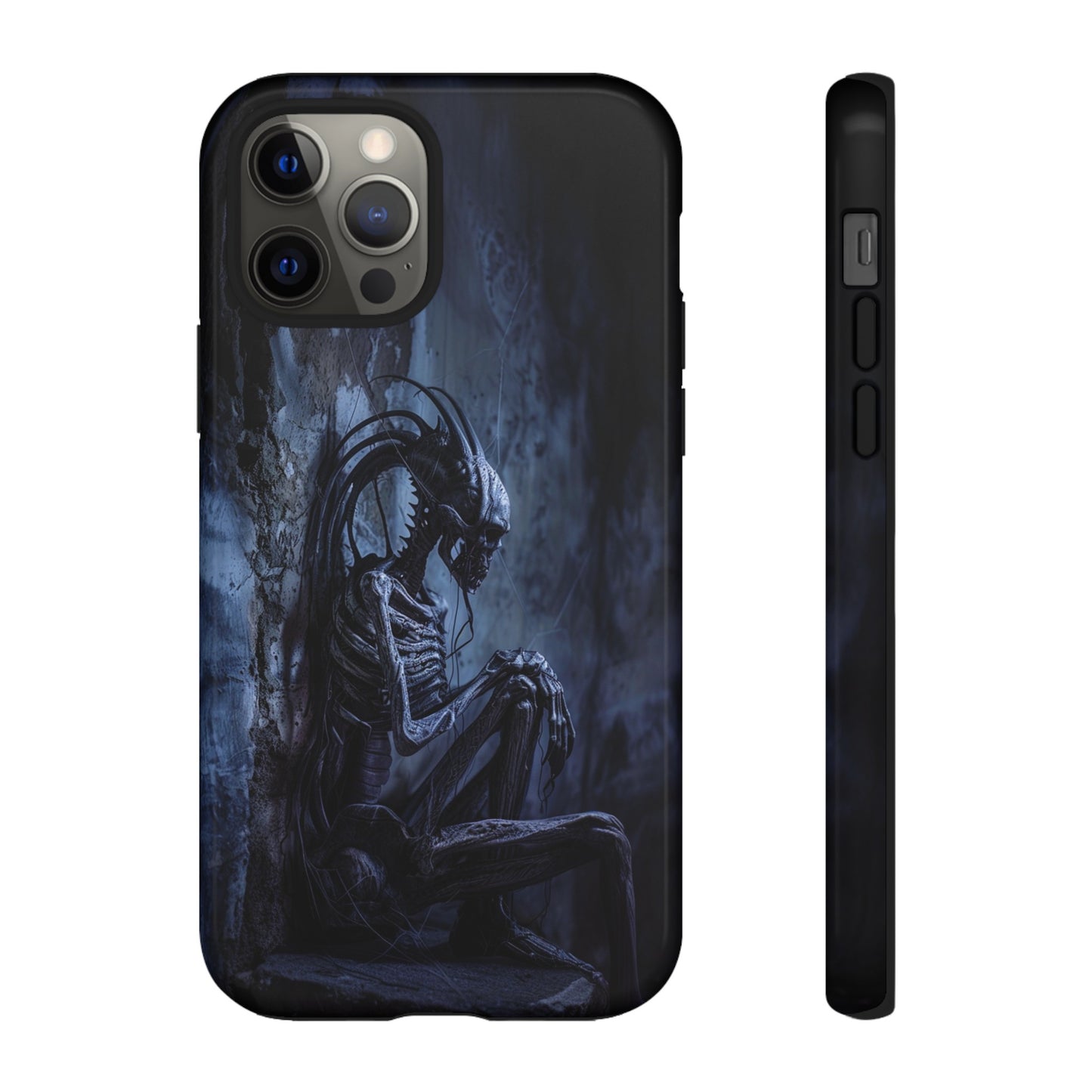 Gothic Alien Skeleton iPhone Case - Sci-Fi Horror Design