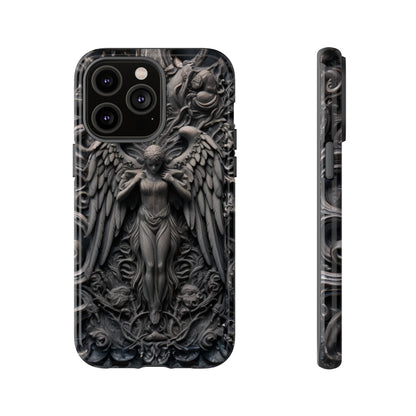 Grey Angel Phone Case – Gothic Marble Statue Design for iPhone, Samsung Galaxy, and Google Pixel Devices