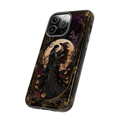 Gothic Romance Phone Case - Enchanted Witch and Lover Design for iPhone, Samsung Galaxy, and Google Pixel Devices