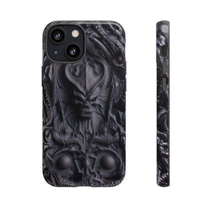 Black Demon Phone Case – Horned Hell Horror Design for iPhone, Samsung Galaxy, and Google Pixel Devices