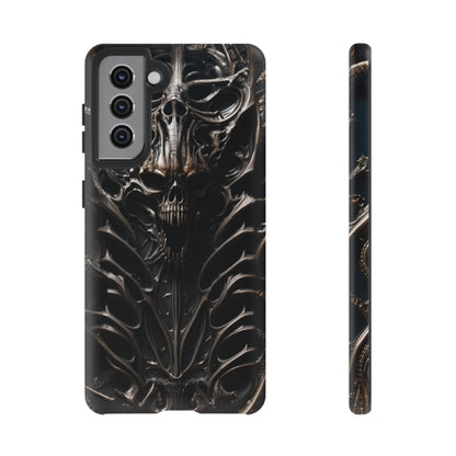 Biomechanical Horror 3 Tough Phone Case – Futuristic Alien Skull Design for iPhone, Samsung Galaxy, and Google Pixel Devices