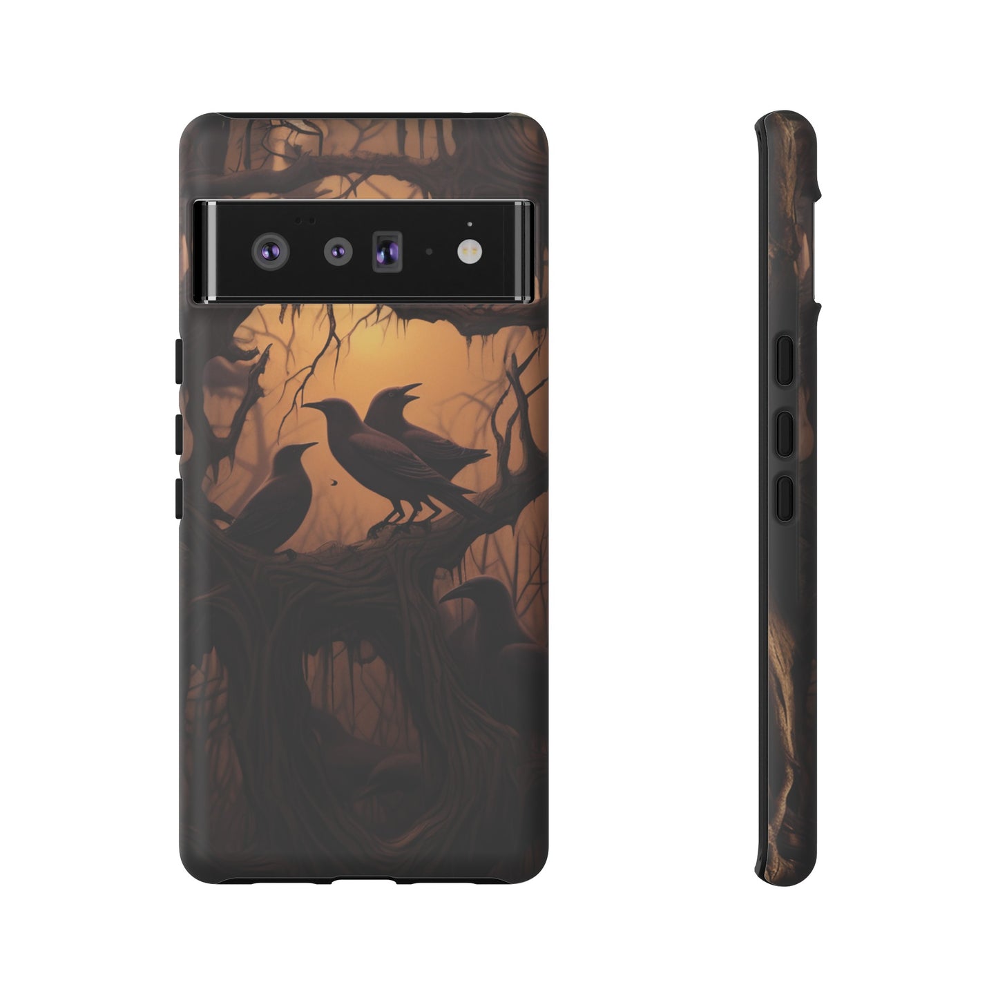 Ravens at Dusk Phone Case – Gothic Halloween Design with Edgar Allan Poe Inspired Crows for iPhone, Samsung Galaxy, and Google Pixel Devices