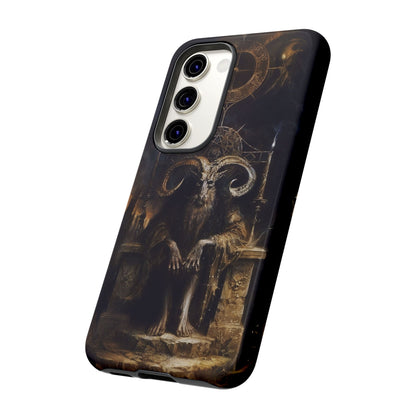 Dark Gothic Goat Demon Phone Case - Occult Horned Beast Art Design