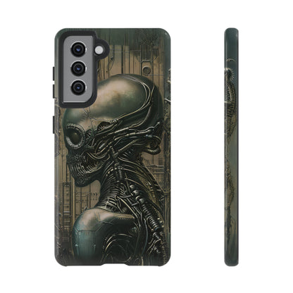 Biomechanical Android Phone Case – Futuristic Alien Horror H.R. Giger-Inspired Design for iPhone, Samsung Galaxy, and Google Pixel Devices