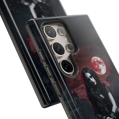 Gothic Vampire Girl Phone Case - Dark Fantasy Design with Blood Moon for iPhone,  Samsung Galaxy, and Google Pixel Devices