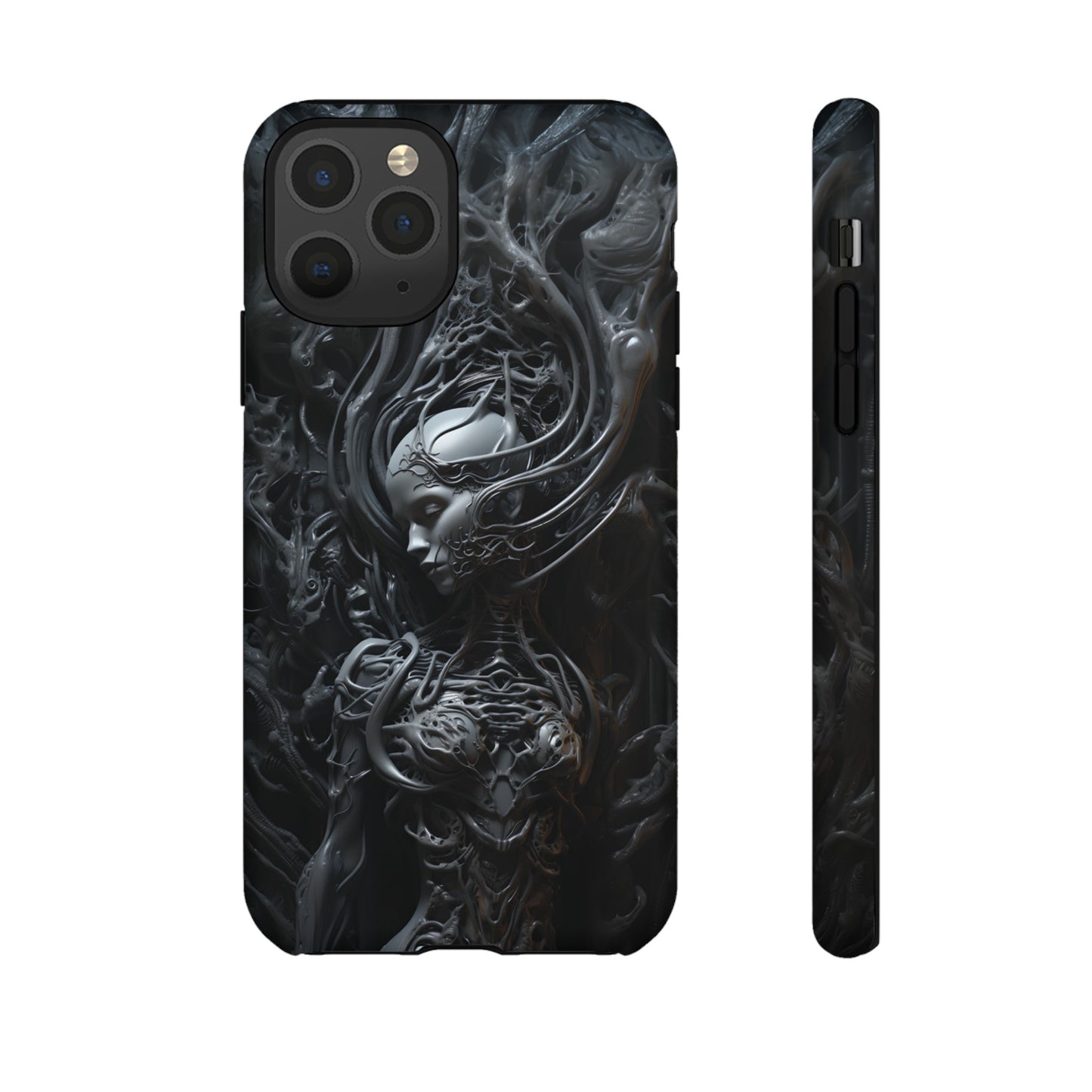 Biomechanical Beauty Phone Case – Futuristic Alien Design for iPhone, Samsung Galaxy, and Google Pixel Devices