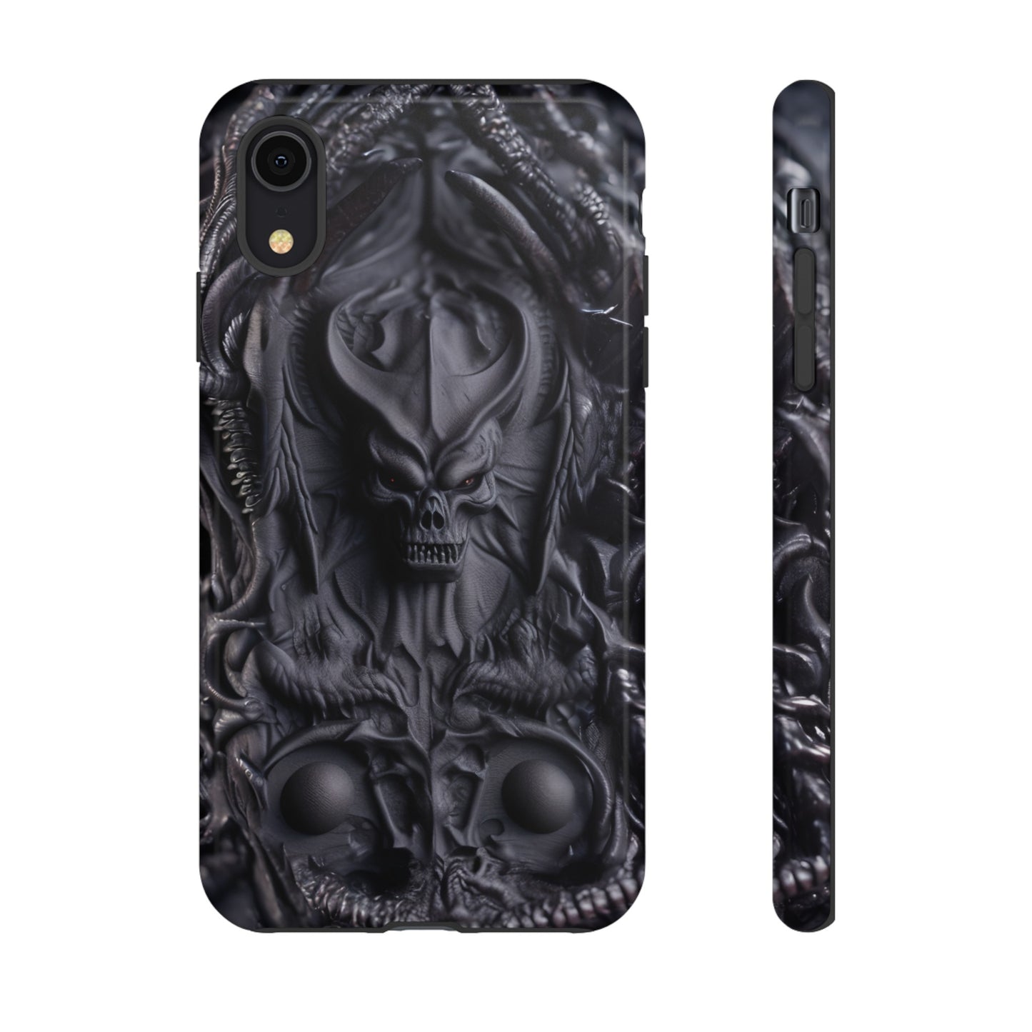 Black Demon Phone Case – Horned Hell Horror Design for iPhone, Samsung Galaxy, and Google Pixel Devices