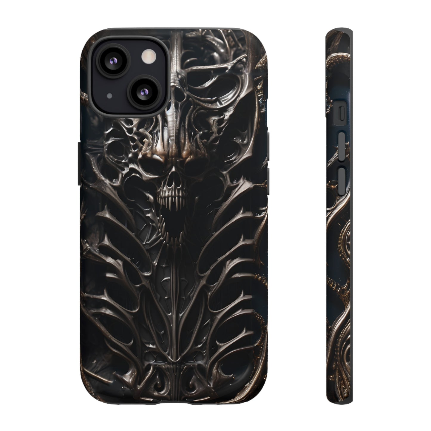 Biomechanical Horror 3 Tough Phone Case – Futuristic Alien Skull Design for iPhone, Samsung Galaxy, and Google Pixel Devices