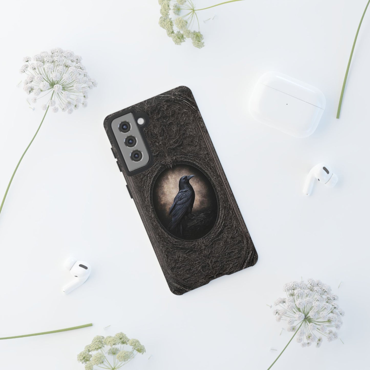 Gothic Raven Phone Case - Mysterious Dark Bird Design
