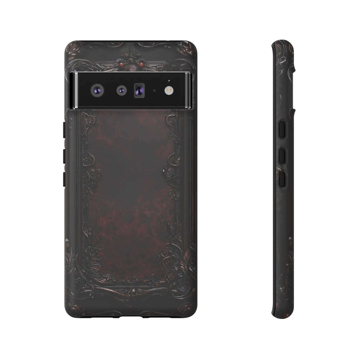 Gothic Ornate Leather-Inspired Phone Case - Dark Aesthetic Cover