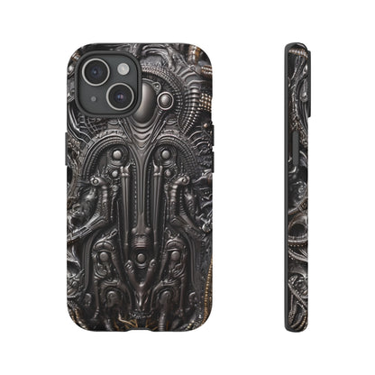 Biomechanical Horror Phone Case – Dark Sci-Fi Design for iPhone, Samsung Galaxy, Google Pixel Devices