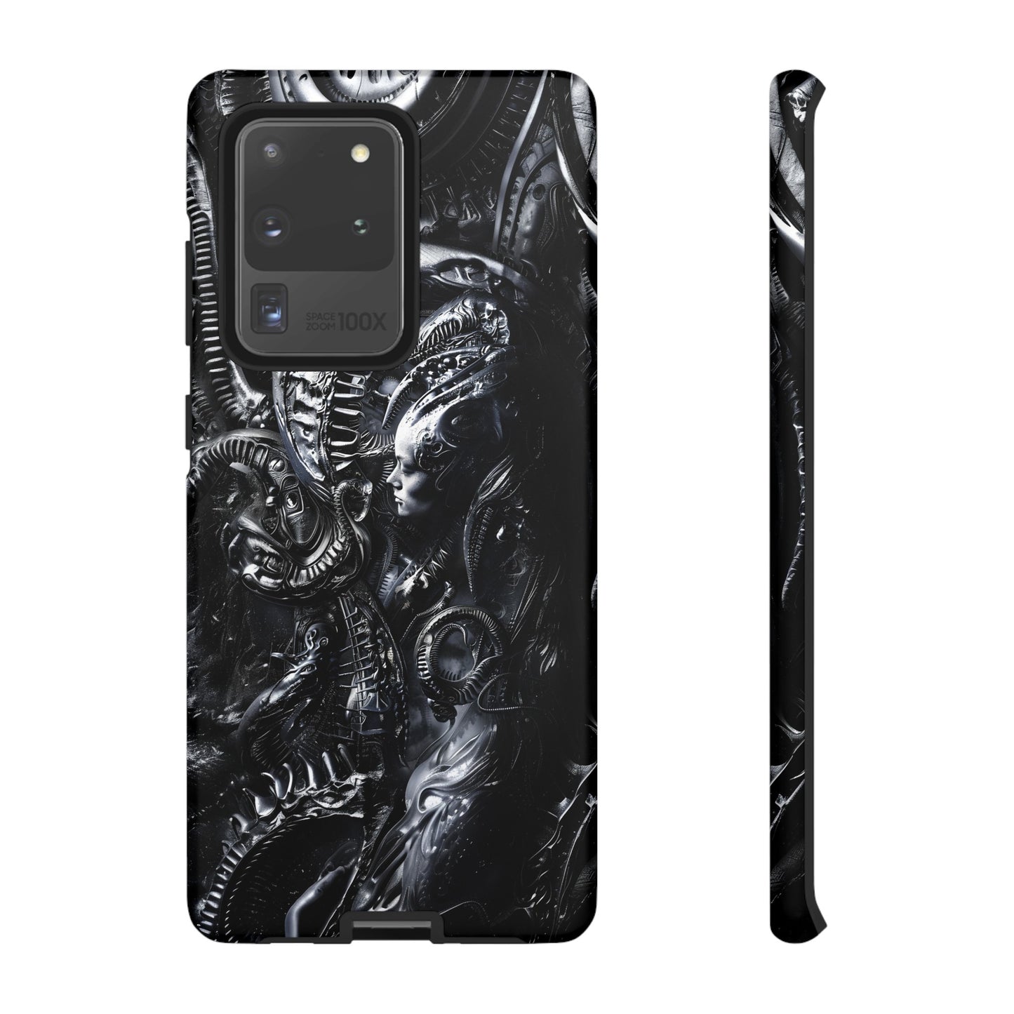 Biomechanical Transhumanism Phone Case – Alien Horror Design for iPhone and Samsung Galaxy Devices