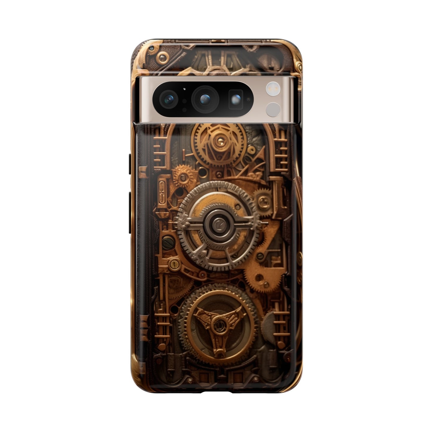 Gearworks Tough Phone Case – Steampunk Clockwork Design for iPhone, Samsung Galaxy, and Google Pixel Devices