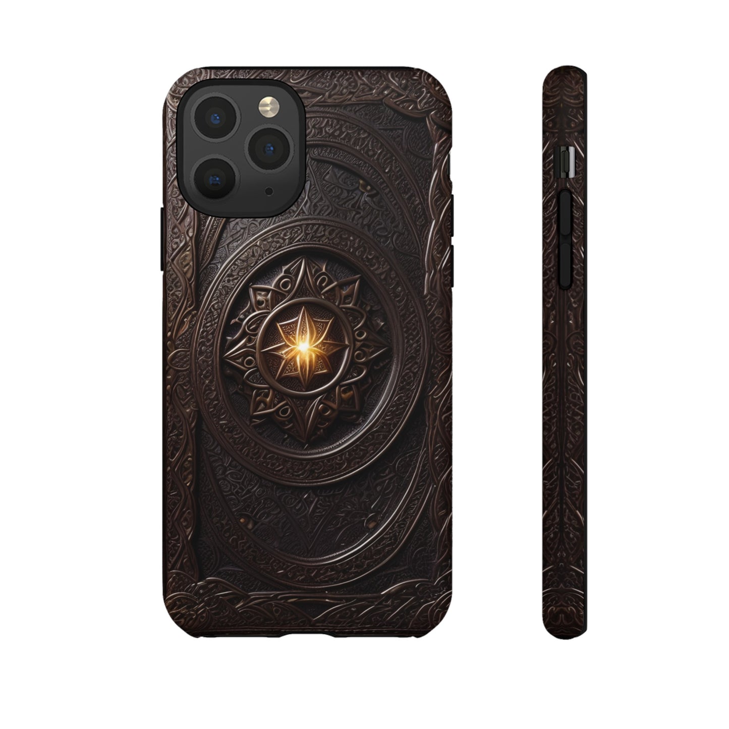 Intricate Leather Flower Tough Phone Case – Elegant Floral Design for iPhone, Samsung Galaxy, and Google Pixel Devices