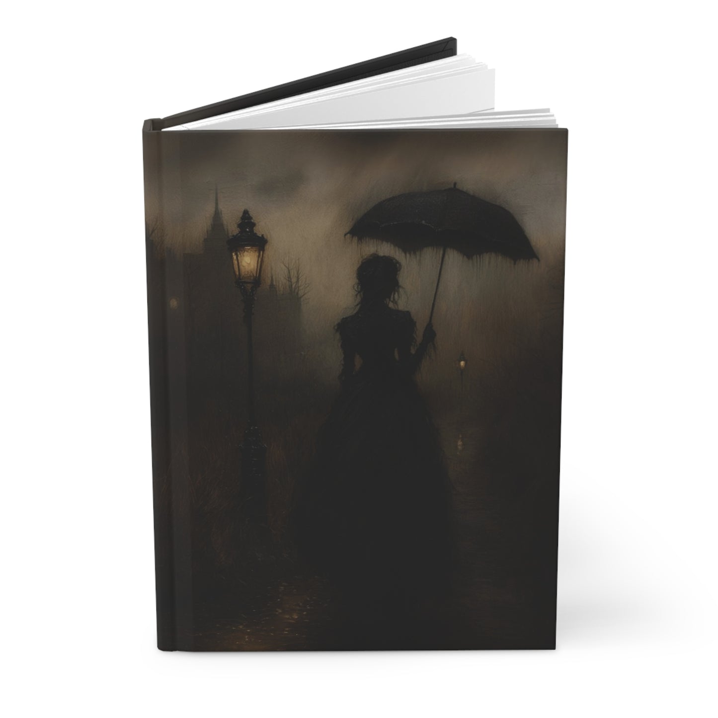 Gothic Noir Umbrella Lady Journal - Dark Victorian Art Hardcover Notebook