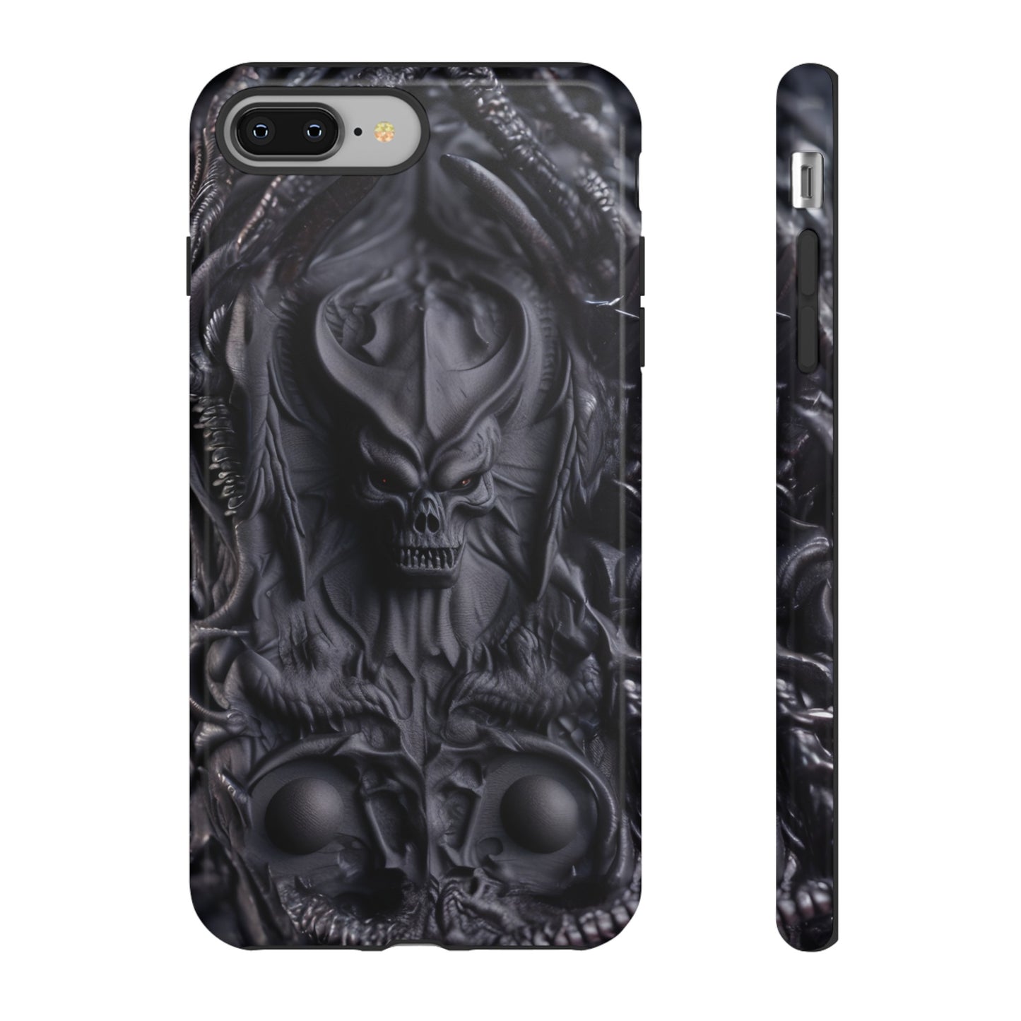 Black Demon Phone Case – Horned Hell Horror Design for iPhone, Samsung Galaxy, and Google Pixel Devices