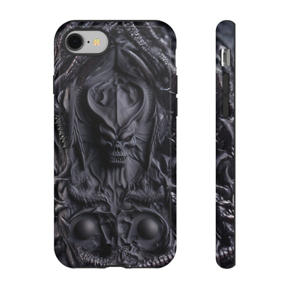 Black Demon Phone Case – Horned Hell Horror Design for iPhone, Samsung Galaxy, and Google Pixel Devices