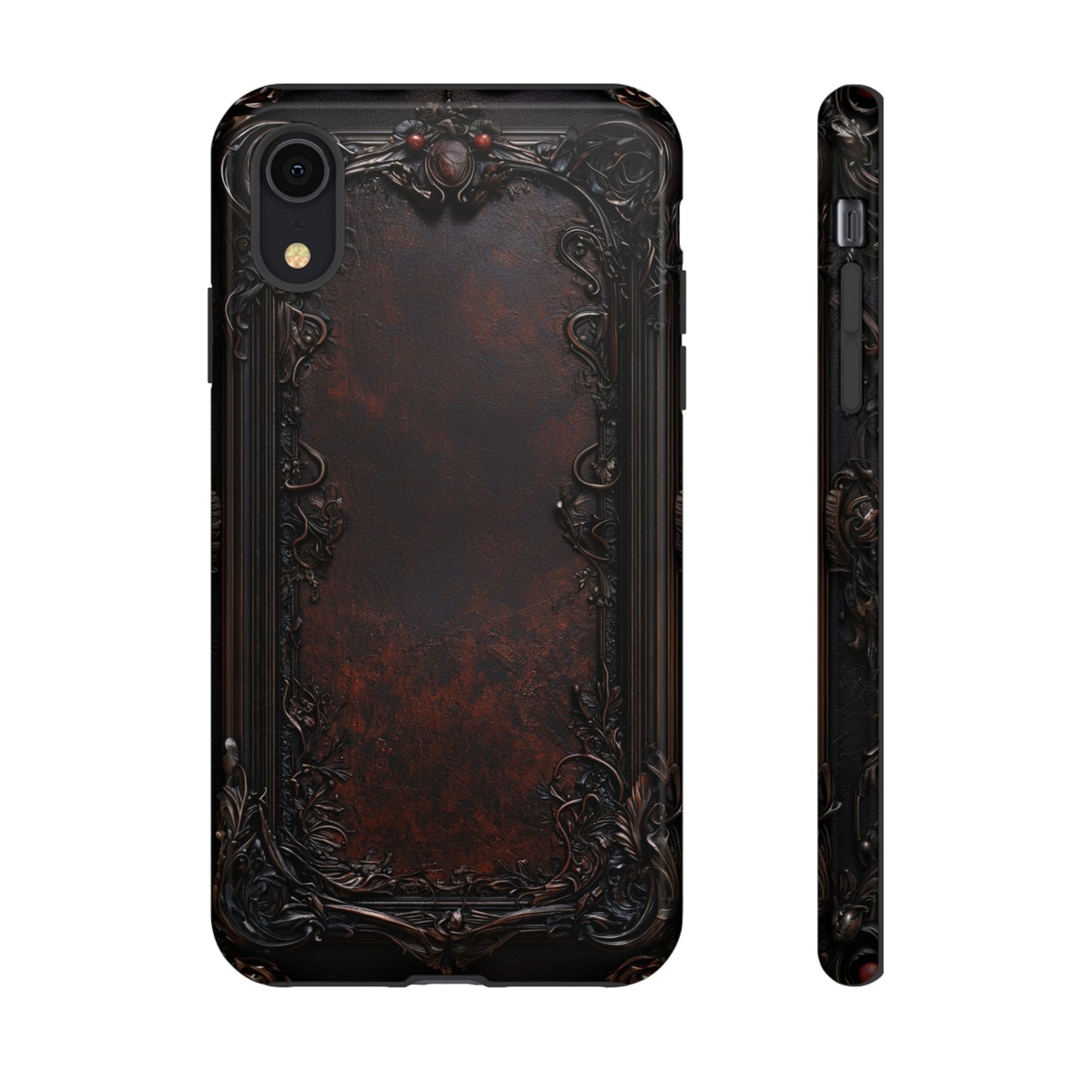 Gothic Ornate Leather-Inspired Phone Case - Dark Aesthetic Cover