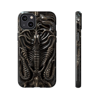 Biomechanical Nightmares Tough Phone Case – Alien Horror Design for iPhone and Samsung Galaxy Devices