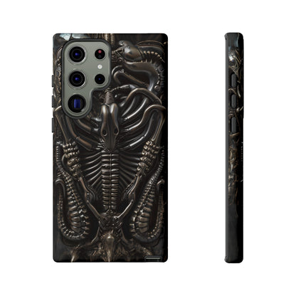 Biomechanical Nightmares Tough Phone Case – Alien Horror Design for iPhone and Samsung Galaxy Devices