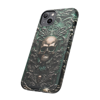 Green Skull Phone Case – Ornate Gothic Design for iPhone, Samsung Galaxy, and Google Pixel Devices