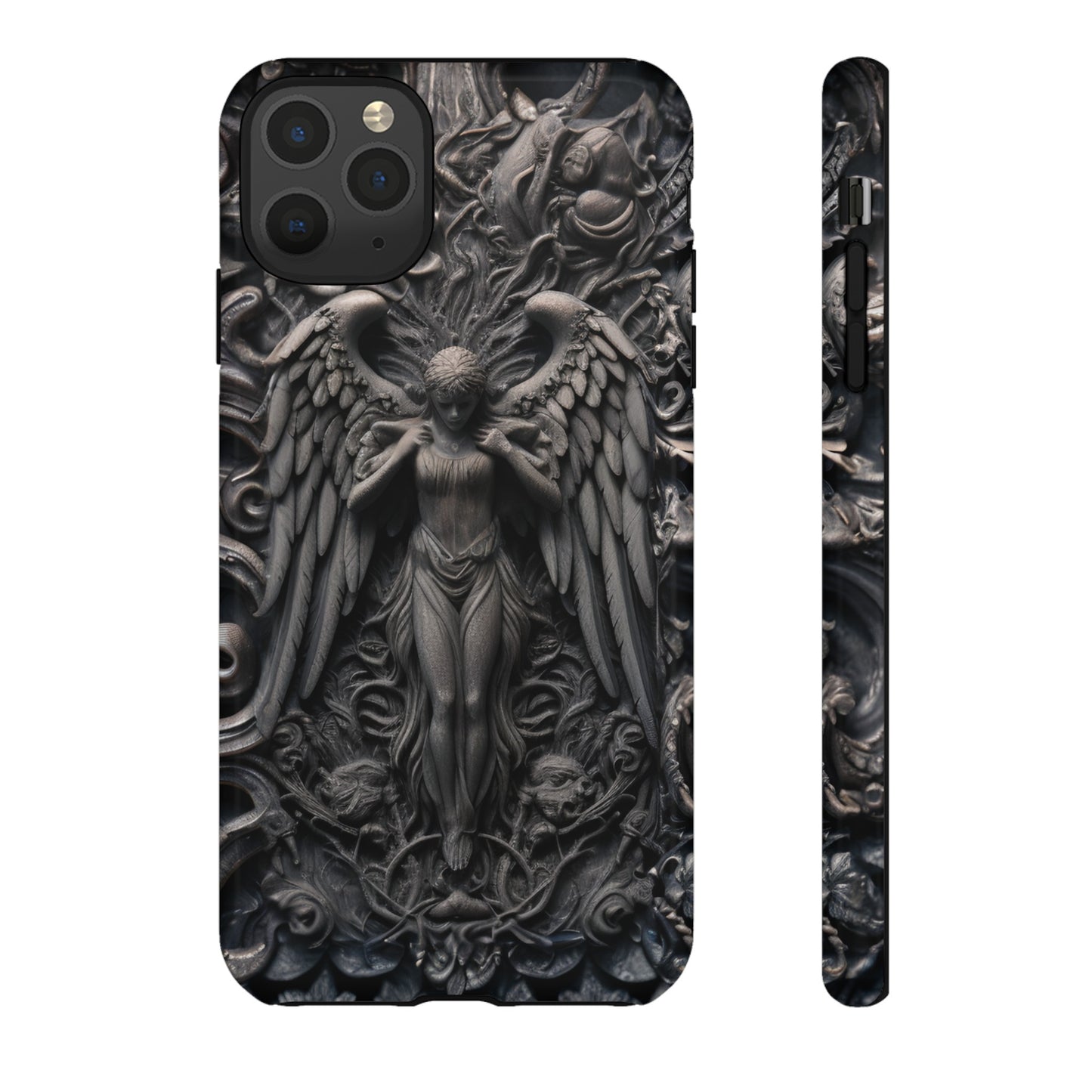 Grey Angel Phone Case – Gothic Marble Statue Design for iPhone, Samsung Galaxy, and Google Pixel Devices