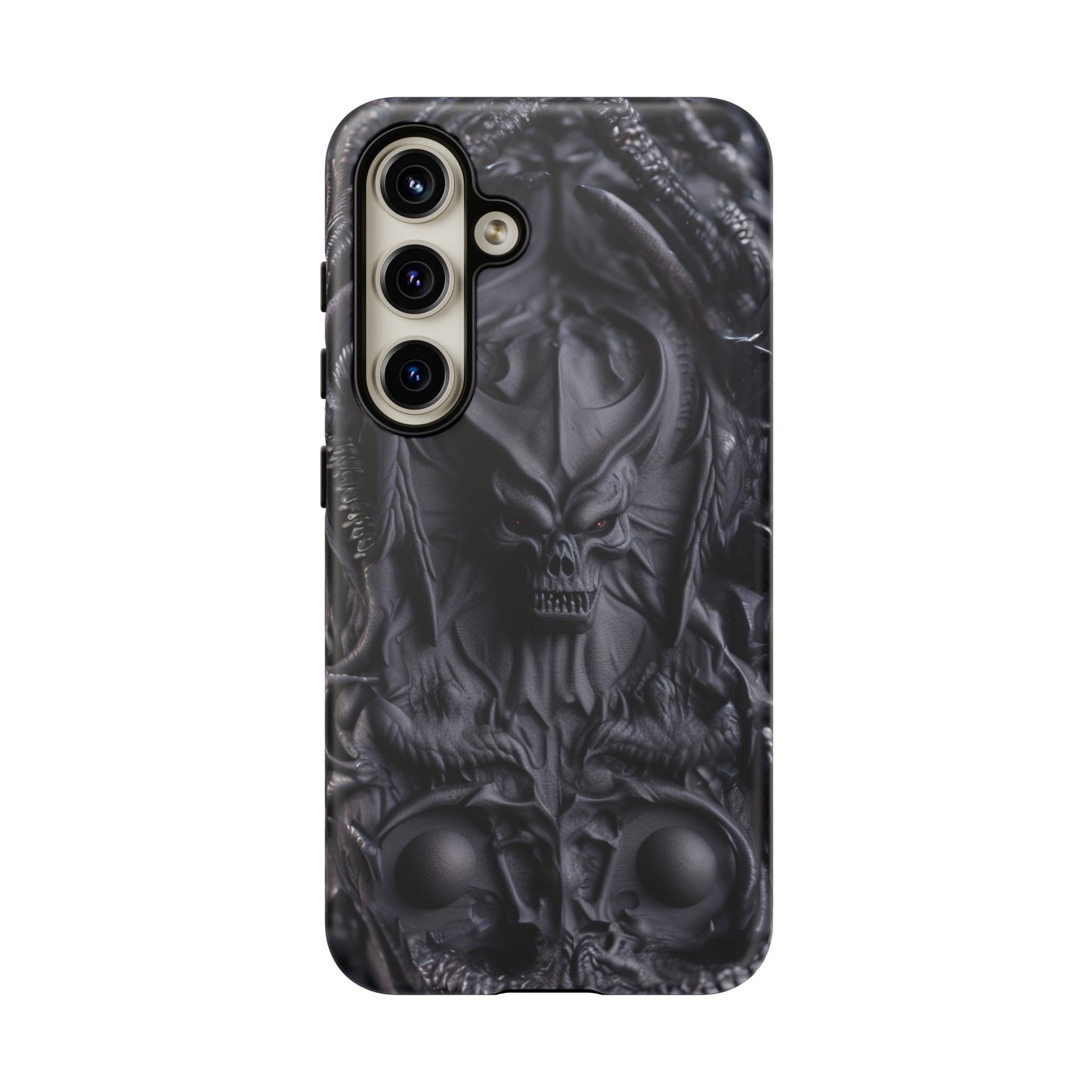 Black Demon Phone Case – Horned Hell Horror Design for iPhone, Samsung Galaxy, and Google Pixel Devices