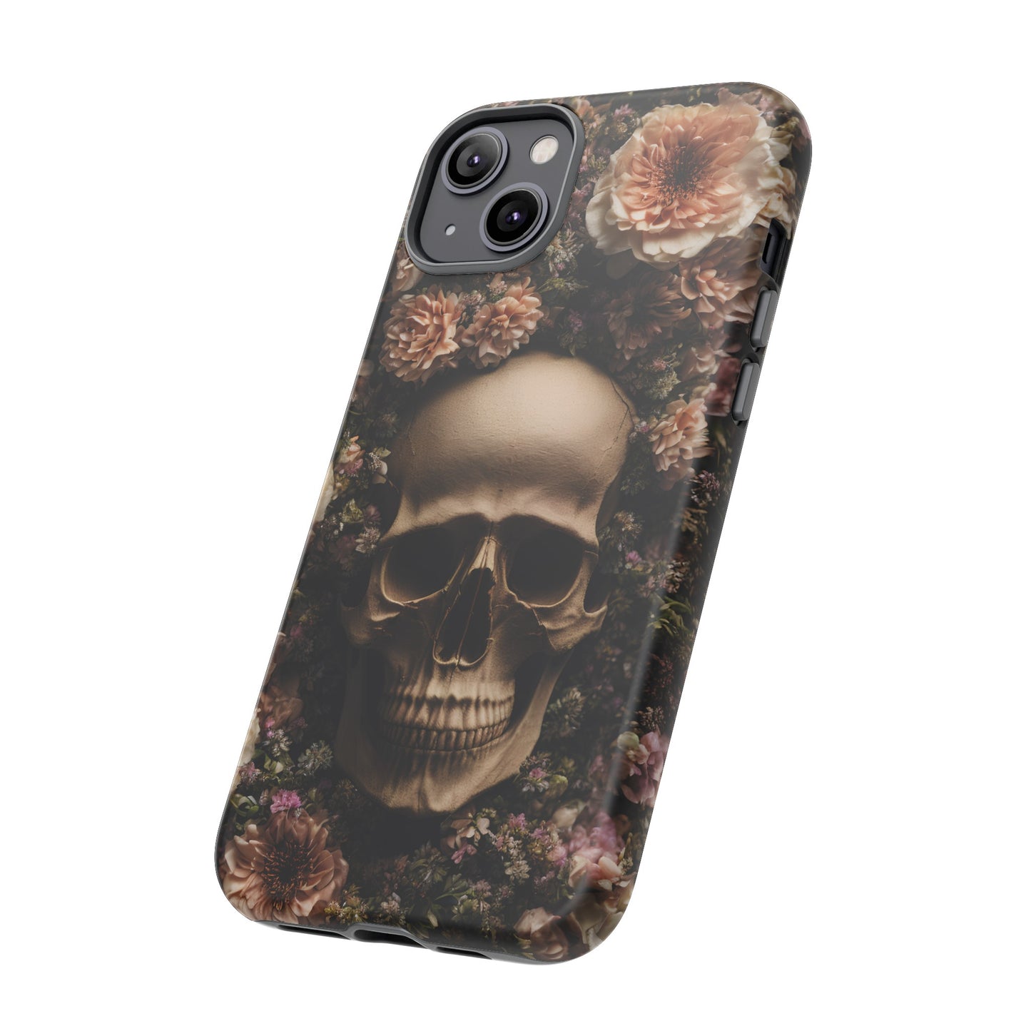 Skull and Flowers #2 Phone Case – Gothic Floral Design for iPhone, Samsung Galaxy, and Google Pixel Devices