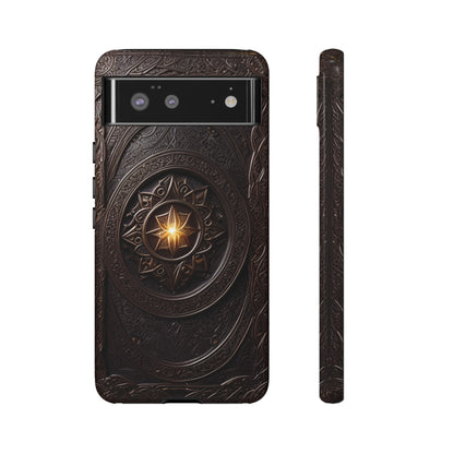 Intricate Leather Flower Tough Phone Case – Elegant Floral Design for iPhone, Samsung Galaxy, and Google Pixel Devices