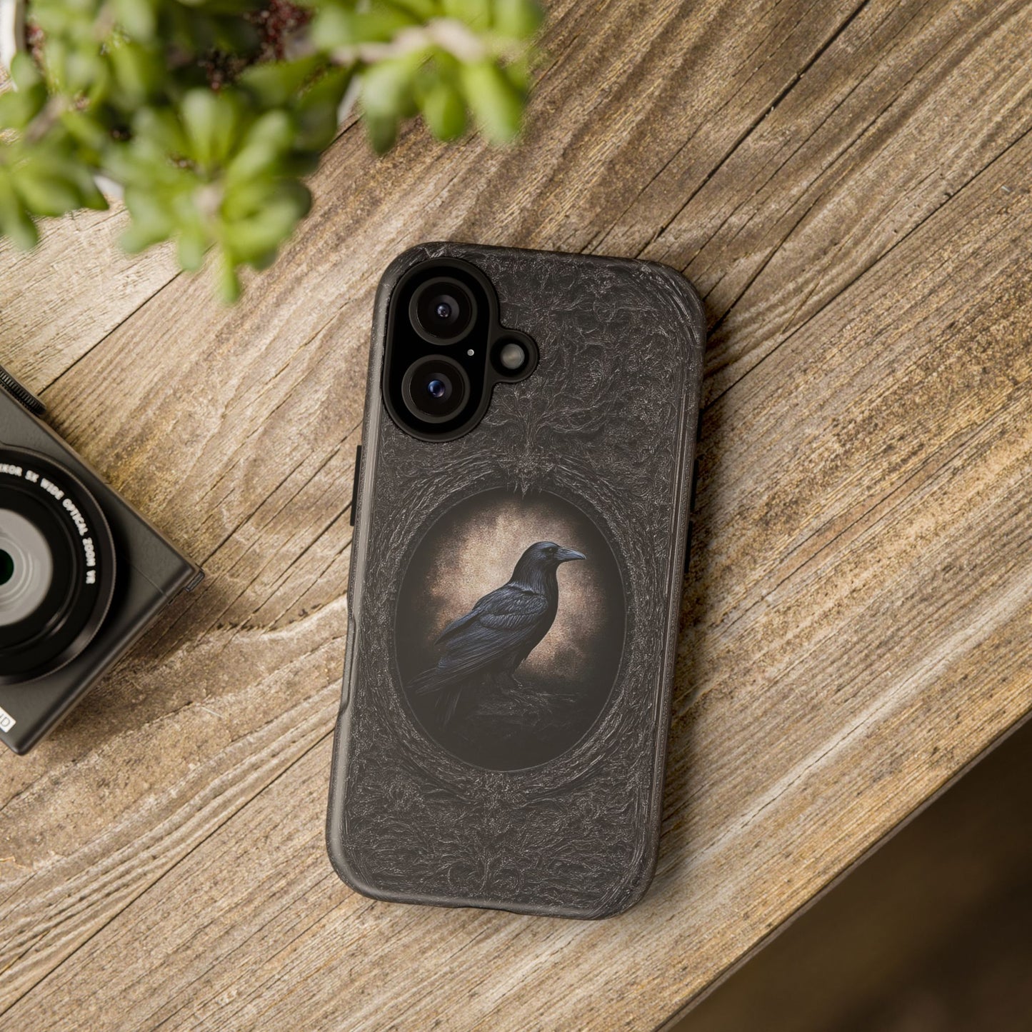 Gothic Raven Phone Case - Mysterious Dark Bird Design