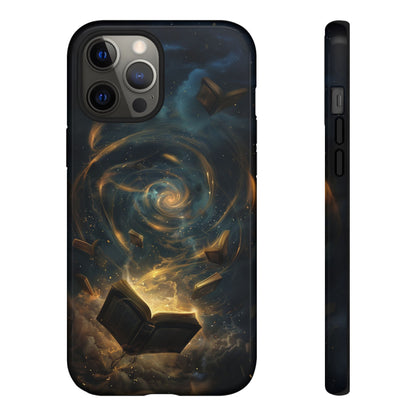 Magical Galaxy Swirling Books Phone Case - Celestial Book Lover's Gift for iPhone, Samsung Galaxy, and Google Pixel Devices