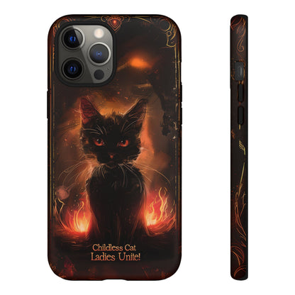 Childless Cat Ladies Unite Phone Case - Gothic Black Cat For iPhone, Samsung Galaxy, and Google Pixel Devices