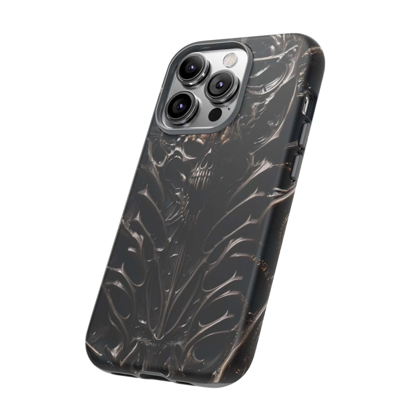 Biomechanical Horror 3 Tough Phone Case – Futuristic Alien Skull Design for iPhone, Samsung Galaxy, and Google Pixel Devices